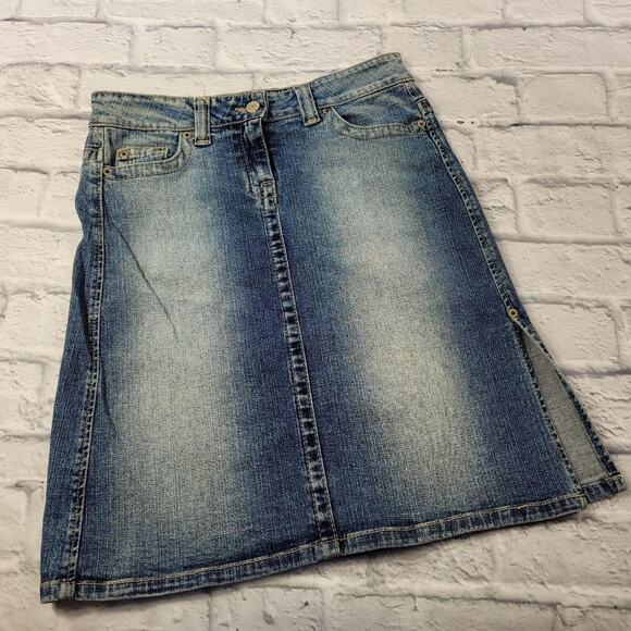 Distressed Denim Skirt by Blue Asphalt size 5 Side Vent - Picture 2 of 6
